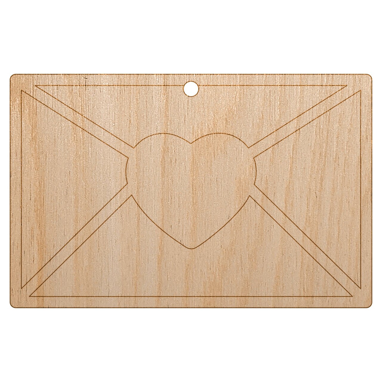 Envelope with Heart Unfinished Craft Wood Holiday Christmas Tree DIY Pre-Drilled Ornament